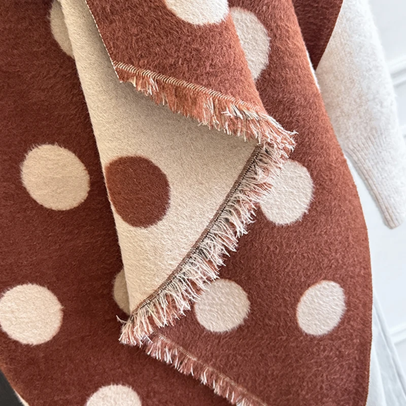 Damen-Kaschmirschal der Luxusmarke 2025, warmer Winter-Pashmina-Schal mit Quasten, gestreift und gepunktet, bedruckt, Foulard und Poncho – Detail 23