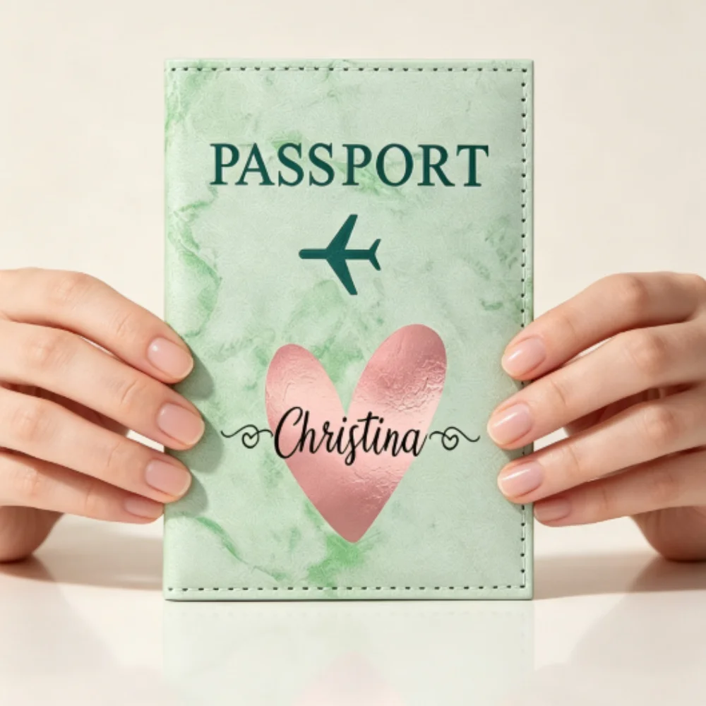 Portefeuille de passeport personnalisé, étui de voyage résistant aux rayures, prend en charge la personnalisation du nom, fin et léger pour sac de cabine