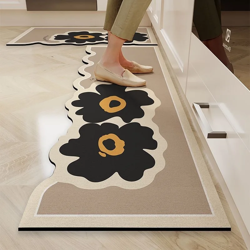 New Kitchen Super Absorbent Bathroom Floor Mat Diatom Mud Pad Bath Pad Anti-Slip Carpet Mats Wipeable Wash Long Strip Carpet