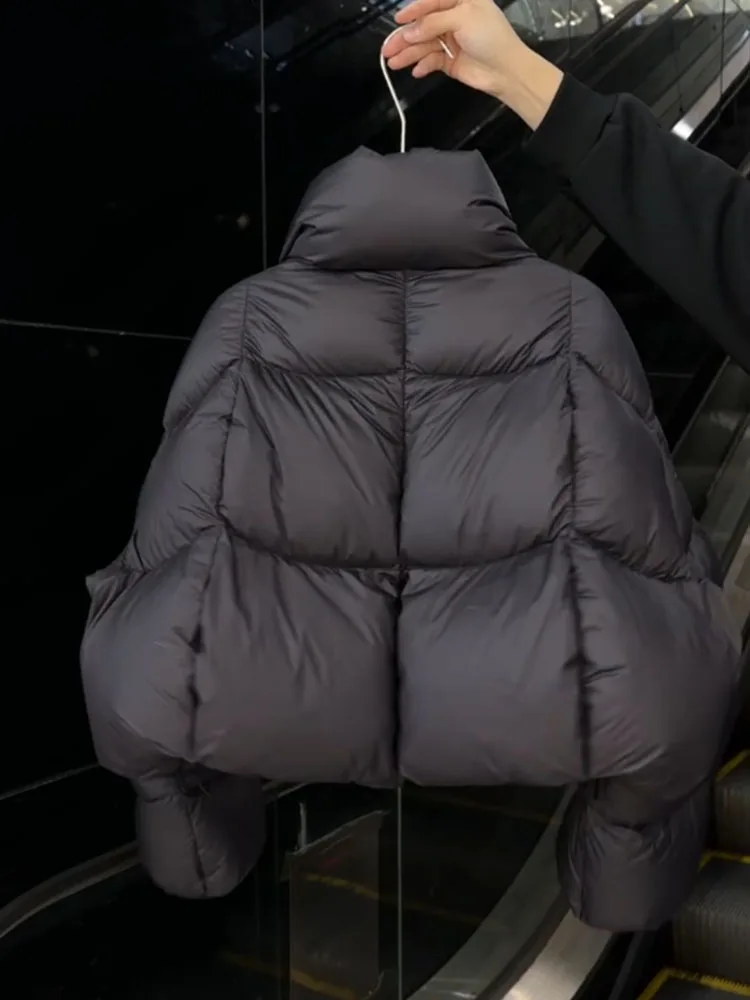 Kurtka puchowa damska zimowa ocieplana biała koreańska ciepła odzież wierzchnia do dojazdów do pracy włókno poliestrowe