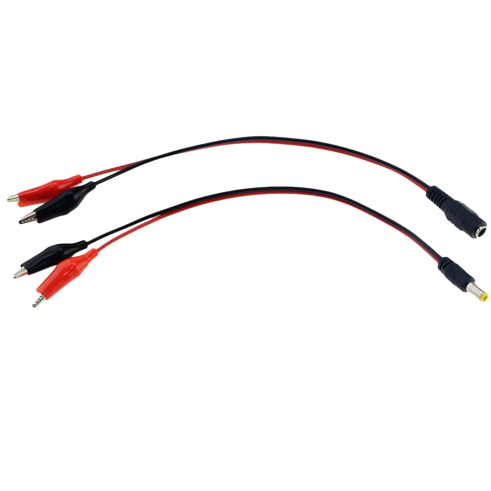 Krokodilklemmen-zu-DC-Stecker-Adapter mit 25 cm Testkabel, DC 5,5*2,1mm Krokodilklemmen Stecker und Buchse
