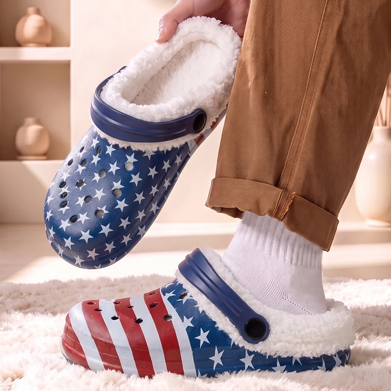 Children’s Cozy Plush Slippers with Detachable Lining Water Resistant Ventilated Clog Design Winter Indoor Shoes for Boys Girls