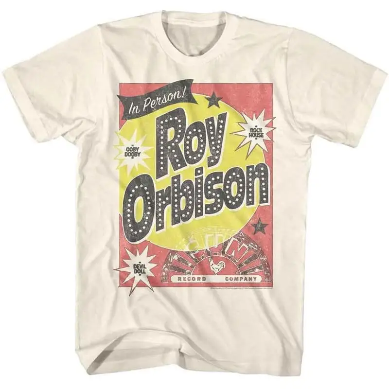 Roy Orbison Adult T Shirt Music Live Sun Records New Official Beige Cotton