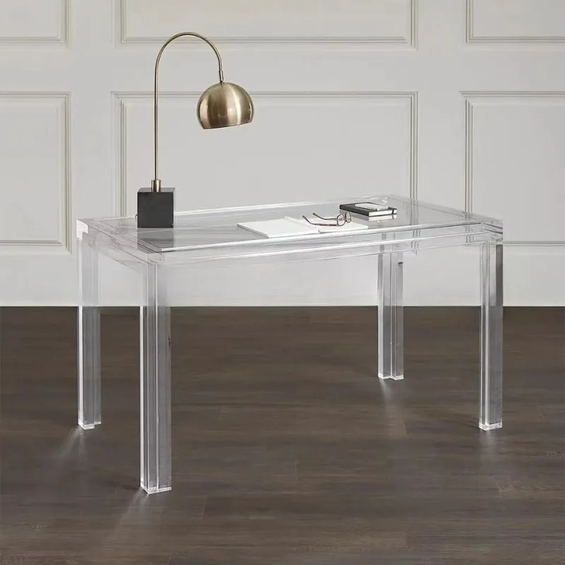 acrylic transparent desk, simple modern light luxury small apartment restaurant balcony desk, desk glass entrance table
