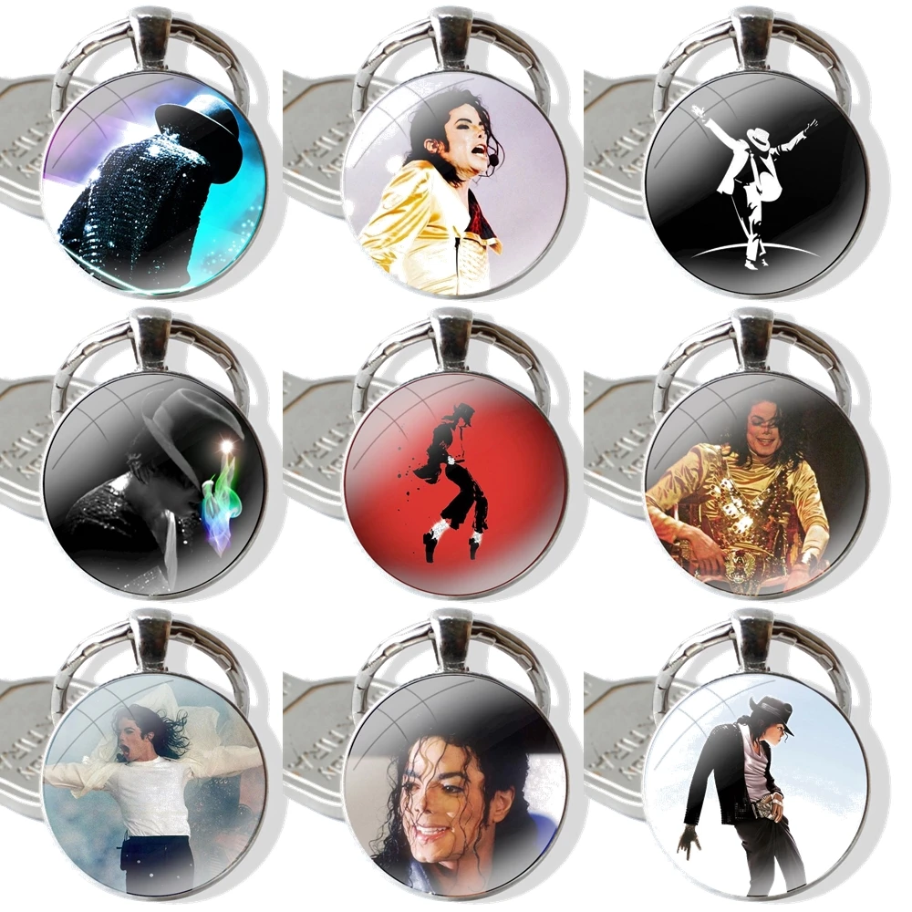 Michael Jackson dance glass cabochon keychain Car key chain Charms keychains Gifts Accessories Phone Cases Covers