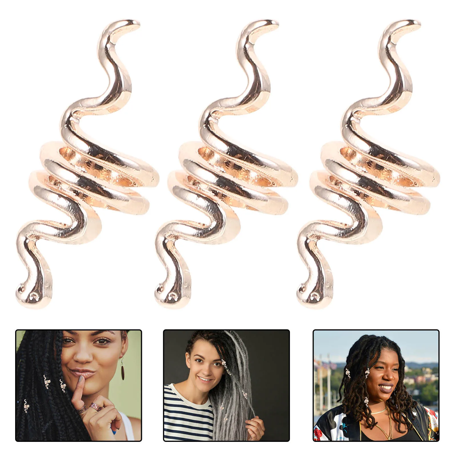 

10Pcs Spiral Hair Coil Retro Snake Shape Hair Cuff Rings for Braids Dreadlocks Updos Women Men Braid Jewelry Accessories