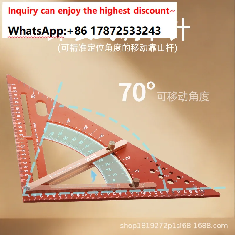 New adjustable aluminum alloy triangle ruler for measuring angles, drawing straight lines and arcs, precision woodworking tools