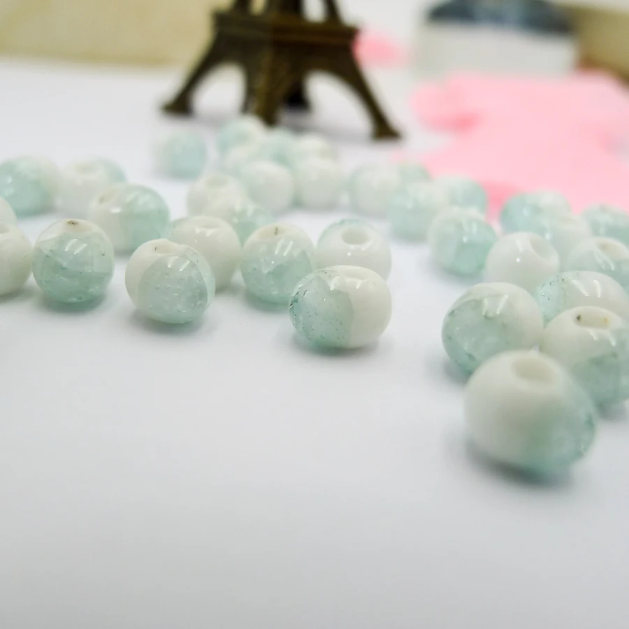 6# 100pcs Jingdezhen Ceramic Beads  Oblate  Yoga Procelain Bead For Jewelry Making 6mm  Beads #A513A