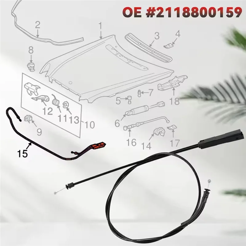 

Car Engine Hood Release Cable Wire For Mercedes Benz E-Class E320 E55 AMG E320 2003 - 2004 Kit 2118800159 211880015964