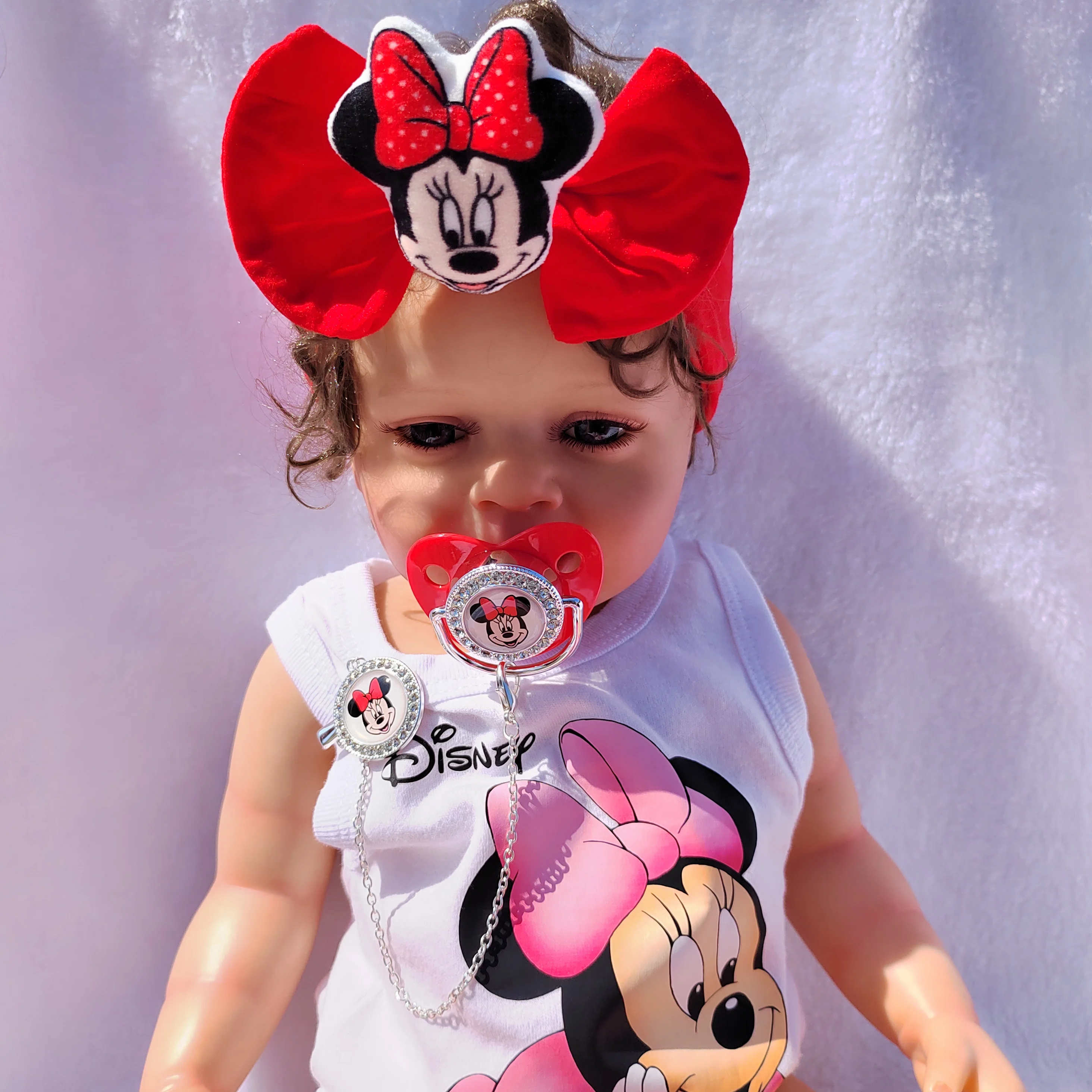 Disney Mickey Mouse headband Baby Pacifier with clip Bling BPA-free silicon fake nipples a unique gift for baby modeling shot