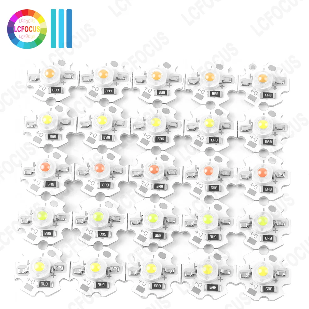 10pcs 1W 3W LED Chip DC 3.7V 5V 12V Warm Natural Cool White Red Green Blue Yellow Aluminum Star PCB 16mm 20mm Lamp Light Beads