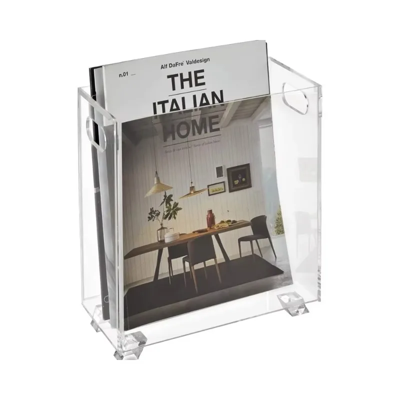 Stock Your Living Room Acrylic Rectangular Magazine Holder Crystal Clear Shatterproof Open Top Space Saver 10x4.5x10.87 Inches