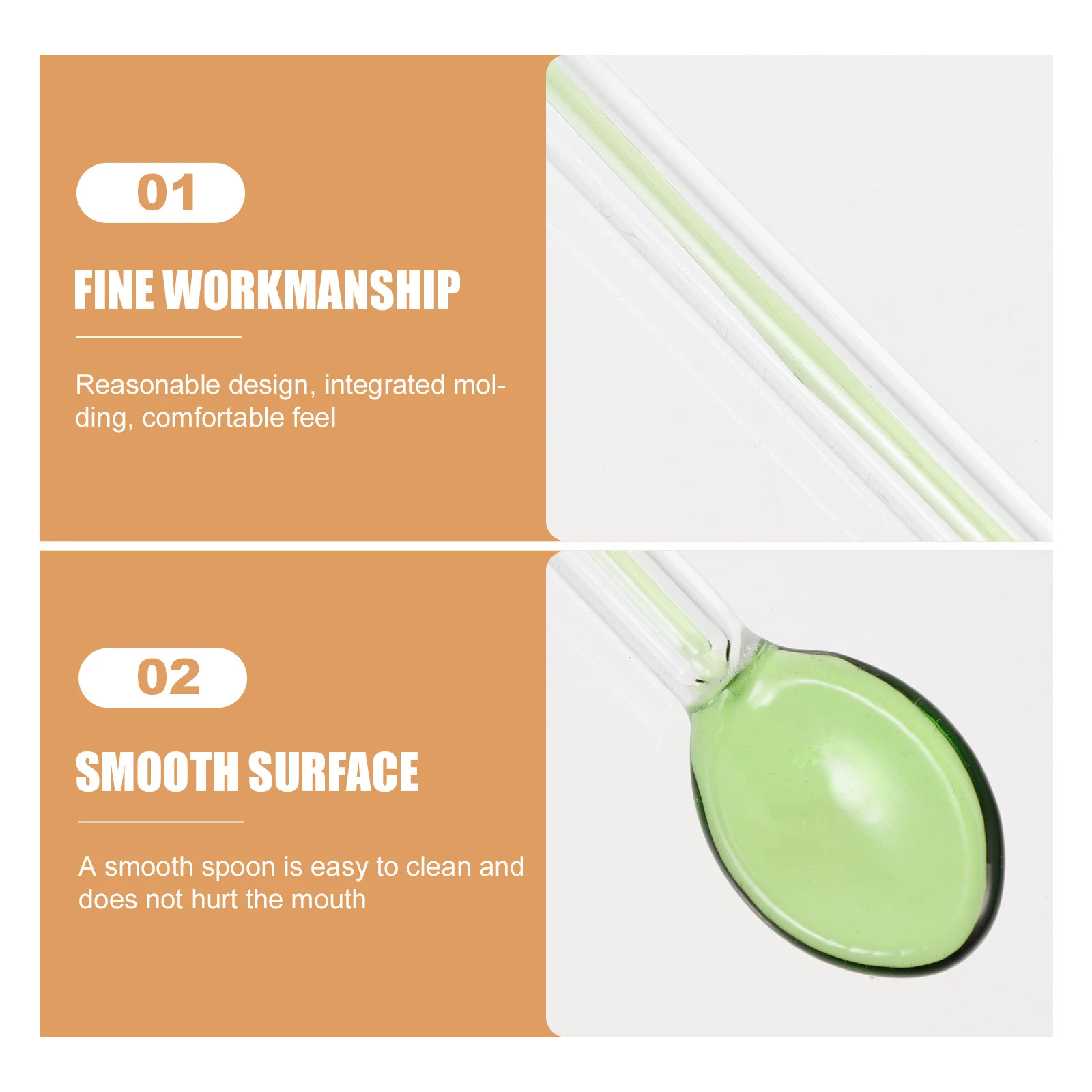 

4Pcs Glass Spoons Heat Resistant Long Handle for Coffee Tea Mixing Stirring Dessert Eating Premium Food Grade Creative