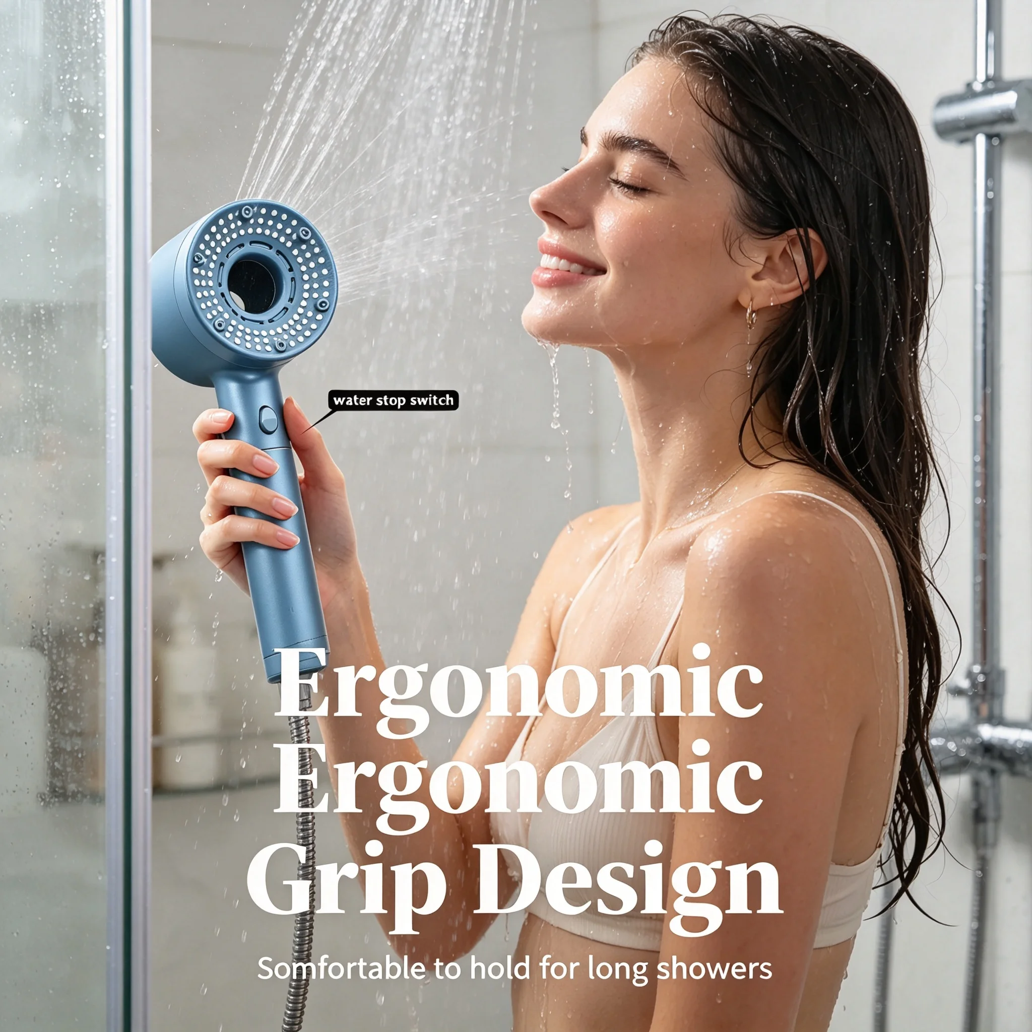Bathroom Renovation Filter Shower Head Handheld Combo, Purifying Mineral Stone Filtration System, High Pressure Rain Spray