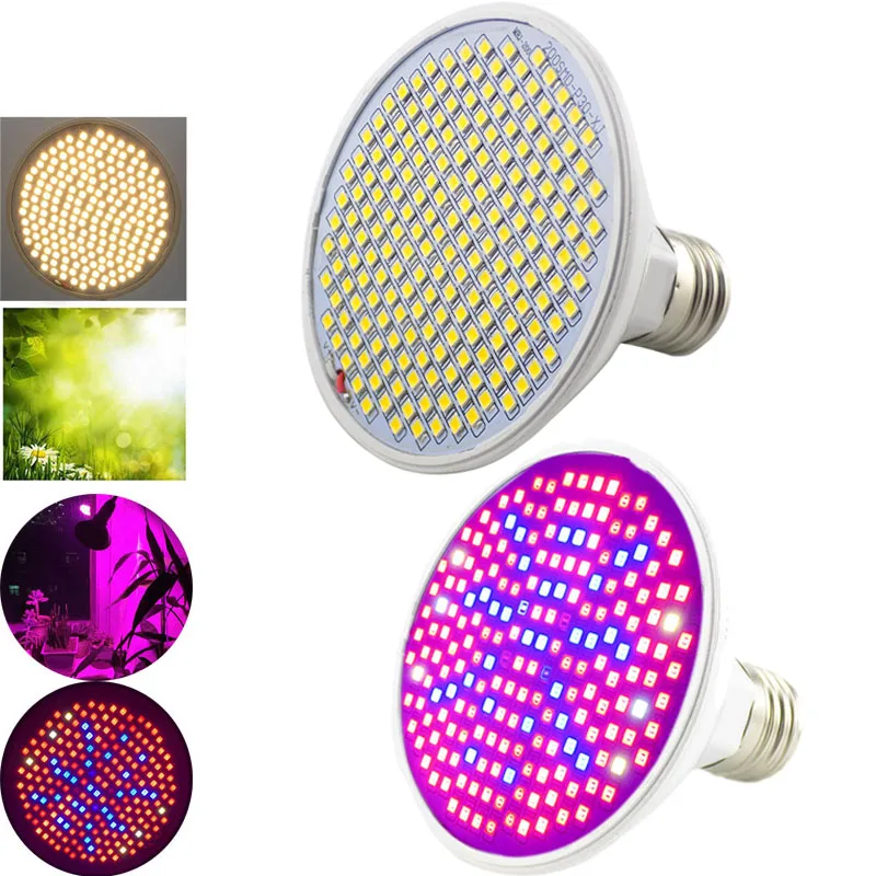 200 Led Full Spectrum Plant Grow light Growth Lamp LED Bulbs Vegetable growbox Tent Lighting Greenhouse E27 Socket