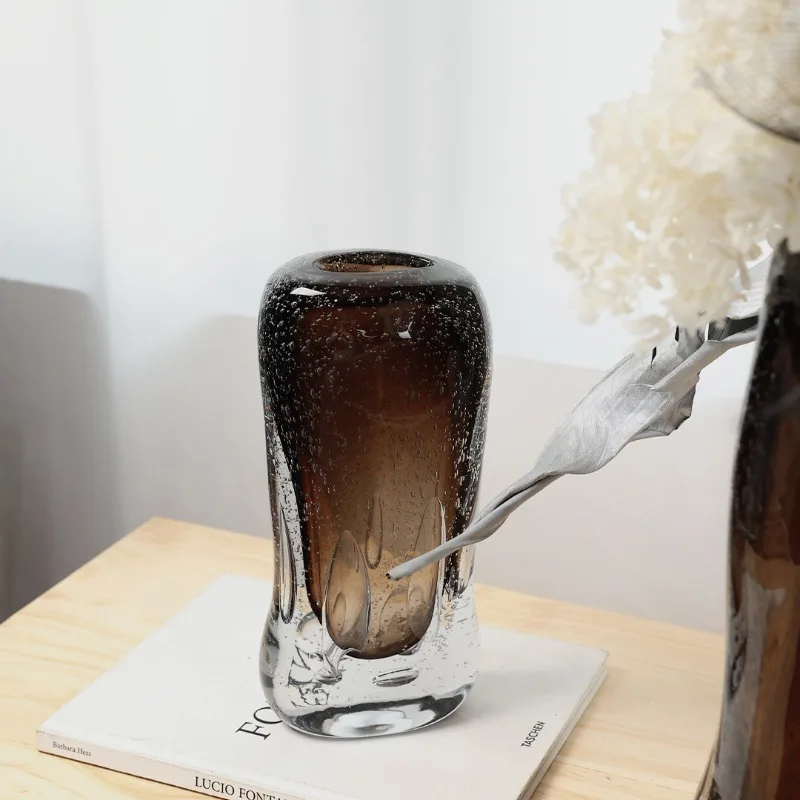 Modern home decoration vase ornament, living room flower arrangement light luxury, dining table glass flower ware