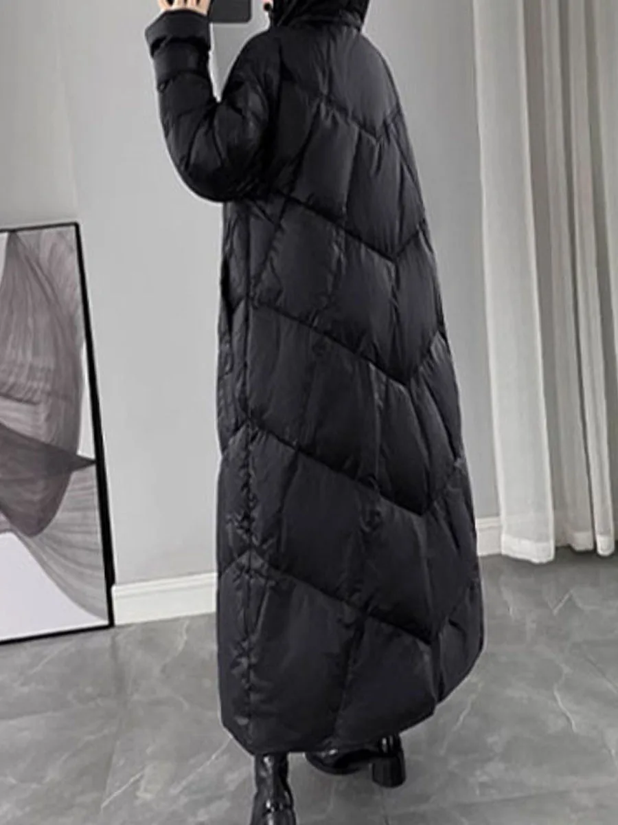 سترة شتوية سميكة من القطن للنساء مقاس كبير بطول متوسط أنيقة وعصرية ذات طابع شخصي على الطراز الكوري فضفاضة #3