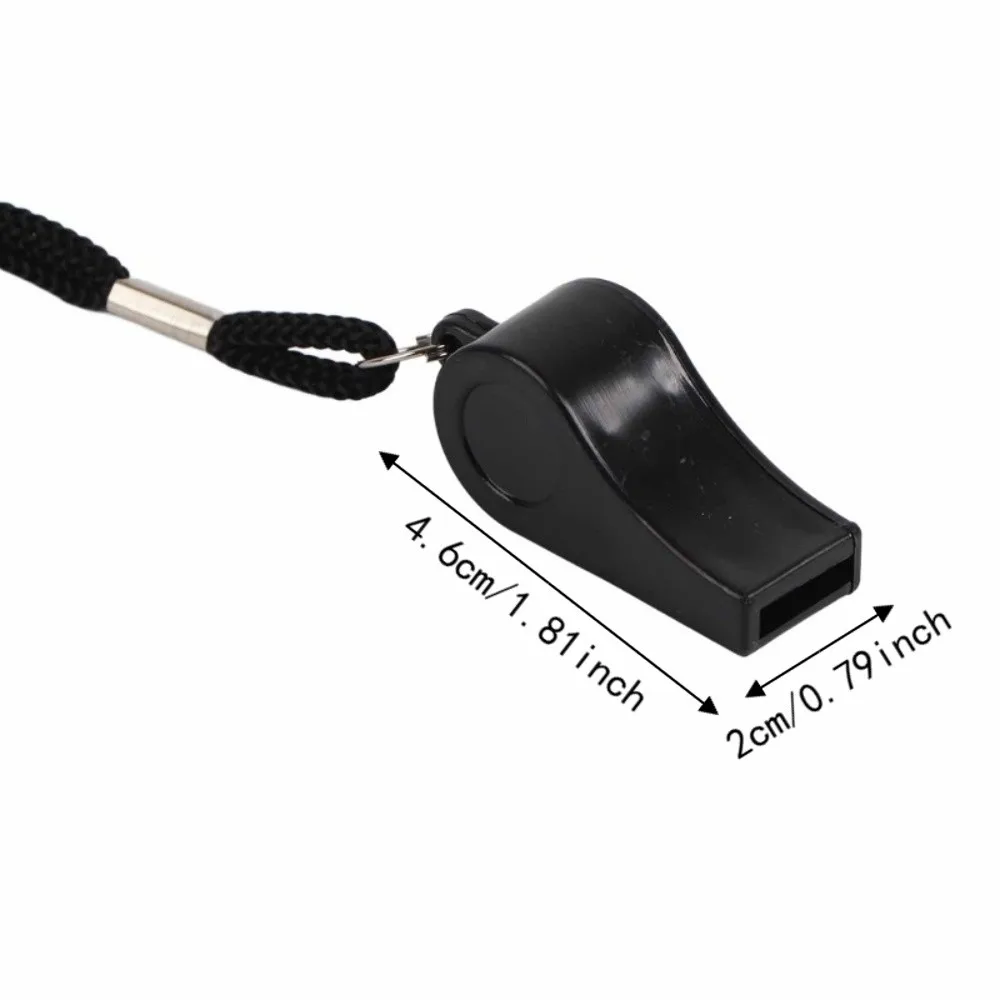 20pcs Plastic Material Plastic Whistle Black Color Crisp Sound Referee Whistle Portable Size Lanyard Strap Lanyard Whistle