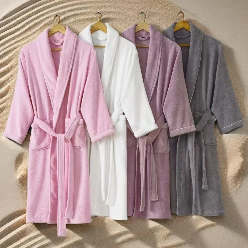 100% Cotton Bathrobe for Men Long Thick Absorbent Terry Bath Robe Kimono Men Towel Bathrobe Plus Sleepwear Women Dressing Gown