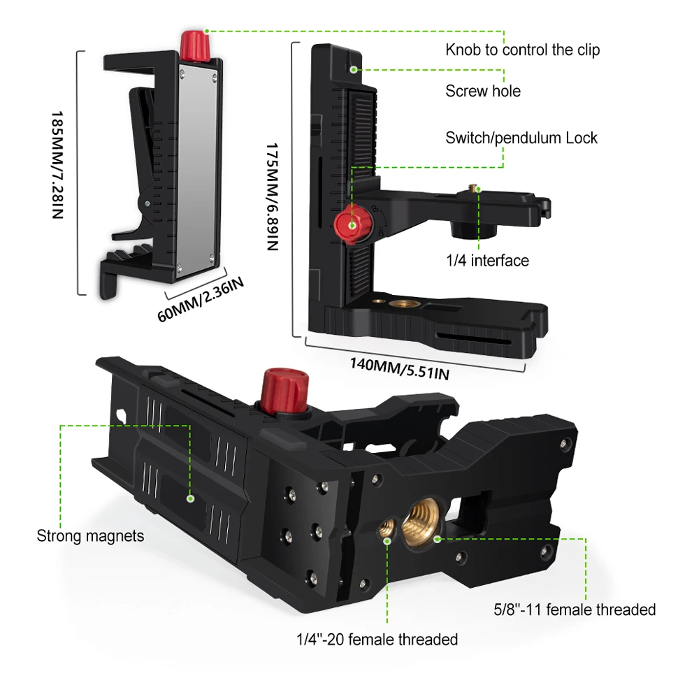 CLUBIONA Strong Magnet Adjustable Laser Level Bracket Dewalt Wall Mounted Holder Support Hanger for construction Universal Use