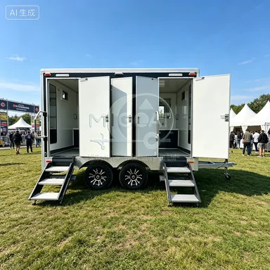 Luxury Dual Axle 4 Stalls Portable Mobile Restroom Trailer Portable Toilet Unit For Wedding Event Construction Site Outdoor Fest