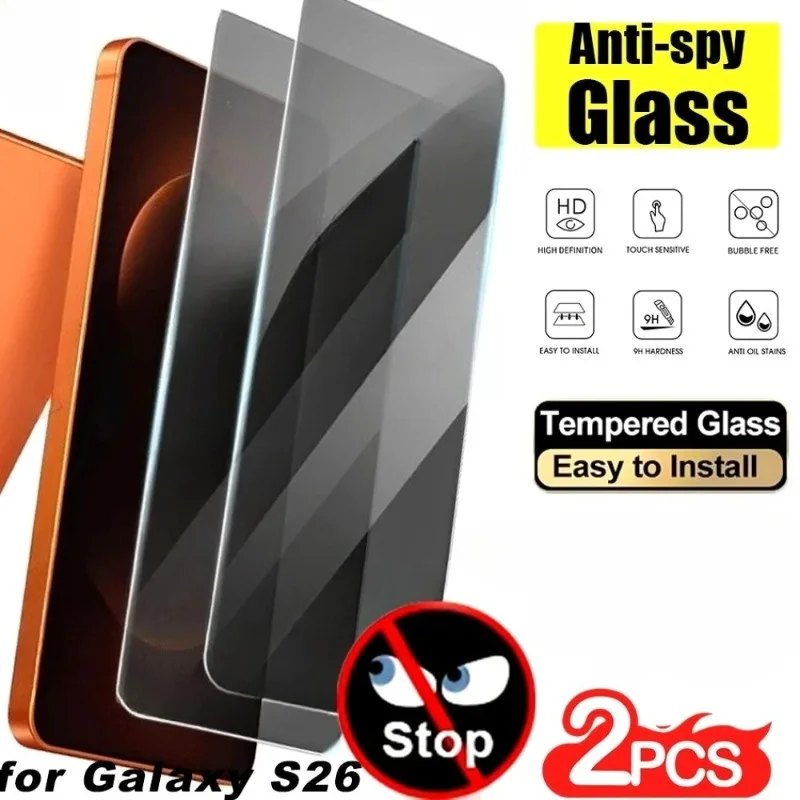 2Pcs Anti Spy Tempered Glass for Samsung Galaxy S26 S25 S24 Ultra S23+ S22+ S21+ S24 S25 FE Edge Full Cover Screen Protector