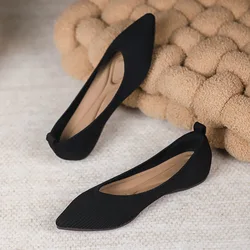 Princess Women's Shoes Elastic Pointed Fashion Flat Shoes Elastic Pointed Comfortable Soft Non slip Knitted Casual Shoes Spring