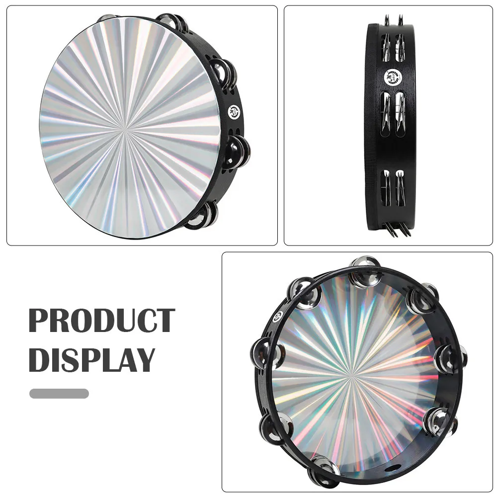 

1 шт. Деревянный ручной барабан с принтом, ударный музыкальный инструмент, развивающий музыкальный инструмент для раннего обучения, двойной ряд стальных колокольчиков, тамбурин