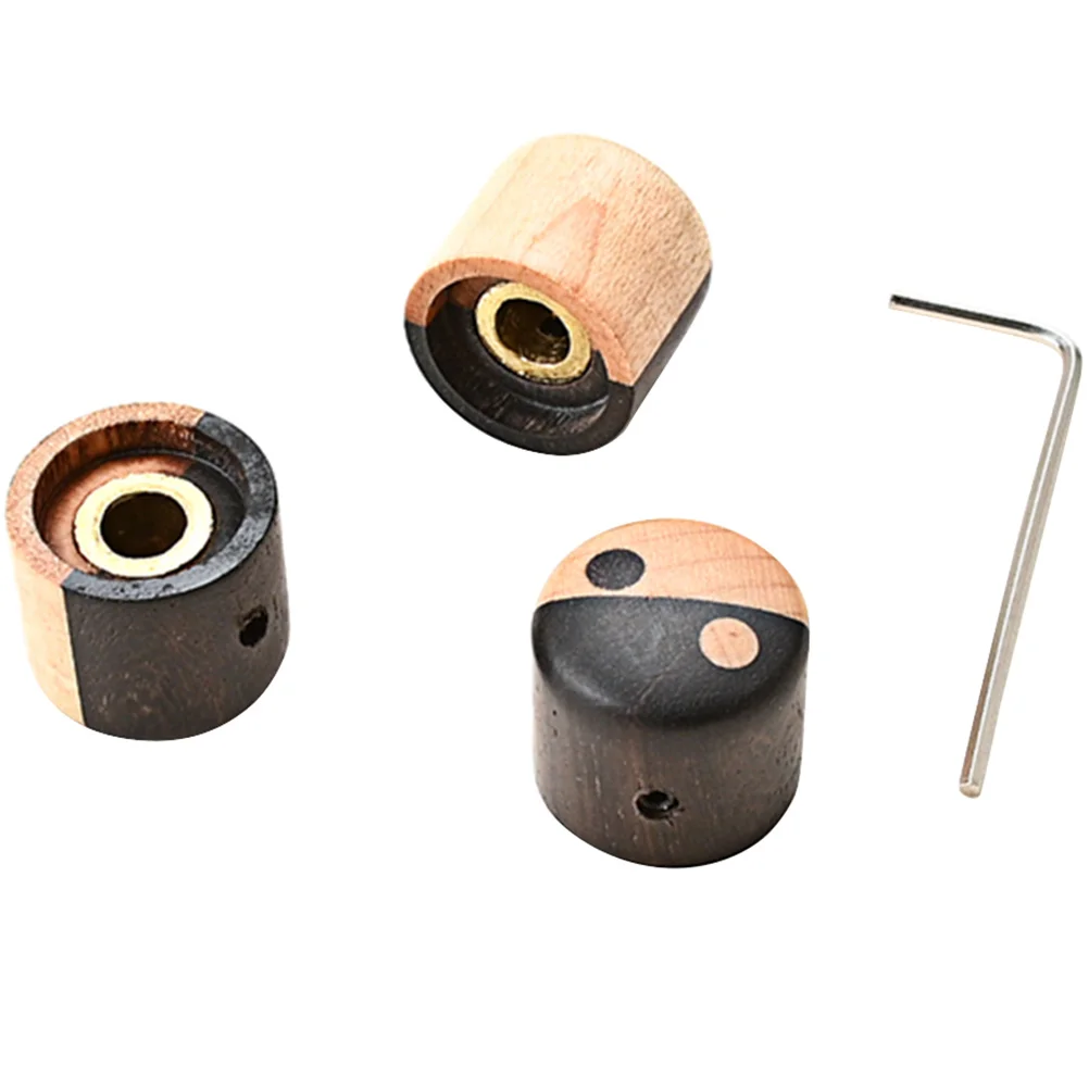 

3 Pcs Knobs Wooden Guitar Volume Control Knobs Volume Tone Control Compatible Electric Bass Replacement Parts Accessories
