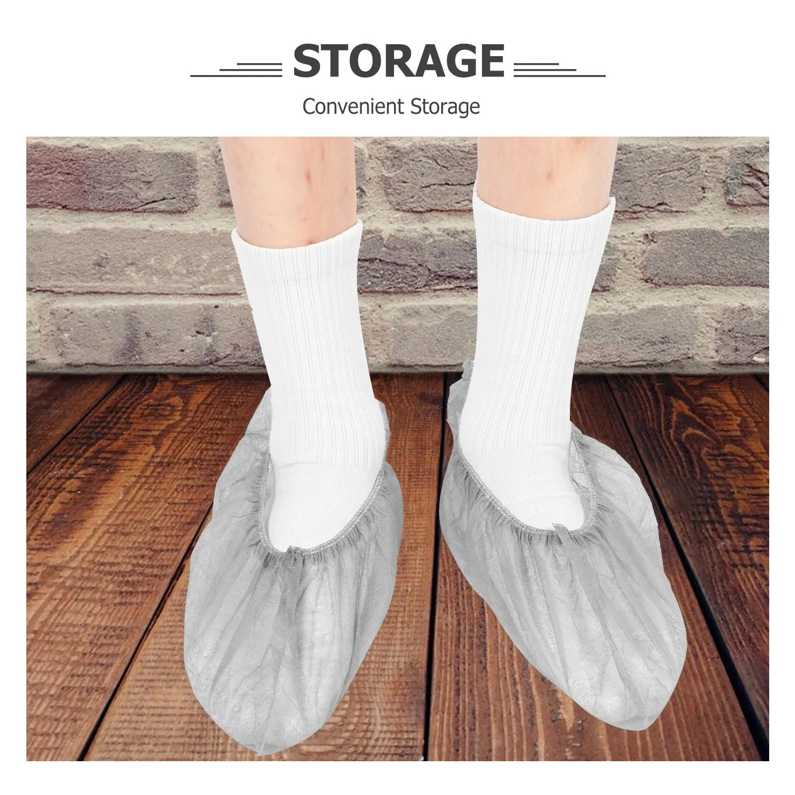 

100 Pcs Non-slip Disposable Shoe Covers Thickened Non-woven Fabric Indoor Home Protectors Waterproof Work Gray Color