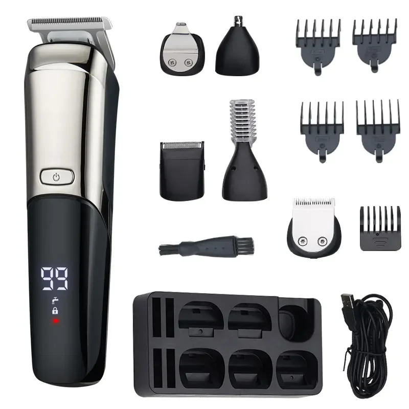 Cordless Ear Nose Hair Trimmer 6 in 1  Electric Beard Trimming Shaving Machine Cutting Body Facial All-in-one Mens Hair Clipper