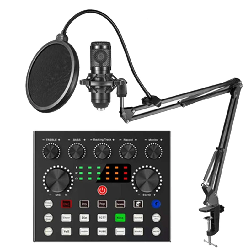 BM800 Microphone Kits With Live Sound Card,Suspension Scissor Arm,Shock Mount And -Filter For Studio Recording-ABDQ