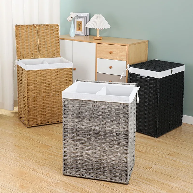 Sturdy Foldable Laundry Basket Handwoven, Collapsible Storage Bins for Bedroom Living Room, Toy Organizer & Space-saving