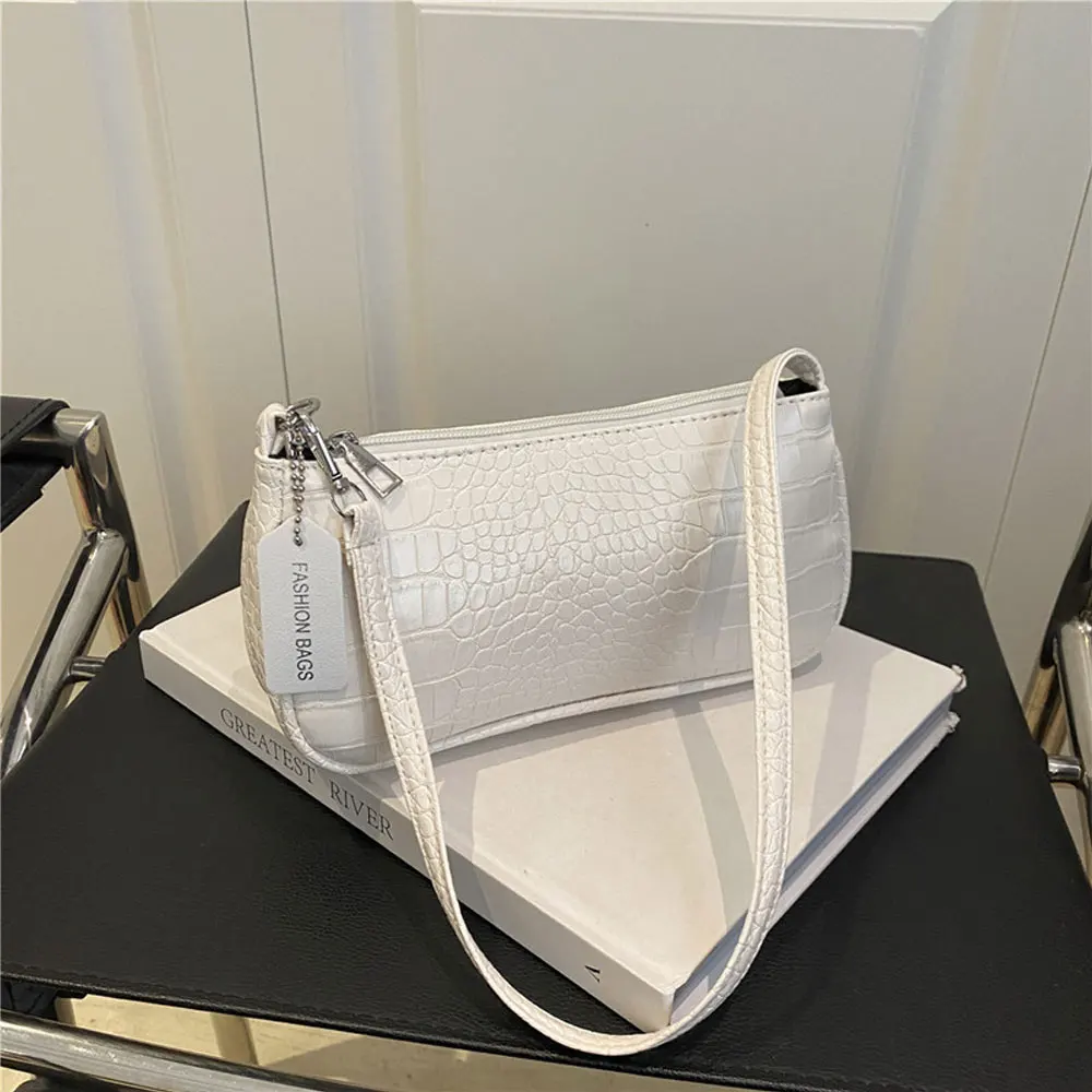 Simple Crocodile-Pattern Shoulder Bag, Versatile Women's Underarm Wallet, Waterproof and Lightweight Business Casual Crocodile Bag Suitable for Young Women, Female College Students, Beginners, and White-Collar Workers, Perfect for Office, University, Work, Business Commuting, Animal-Print Women's Bag