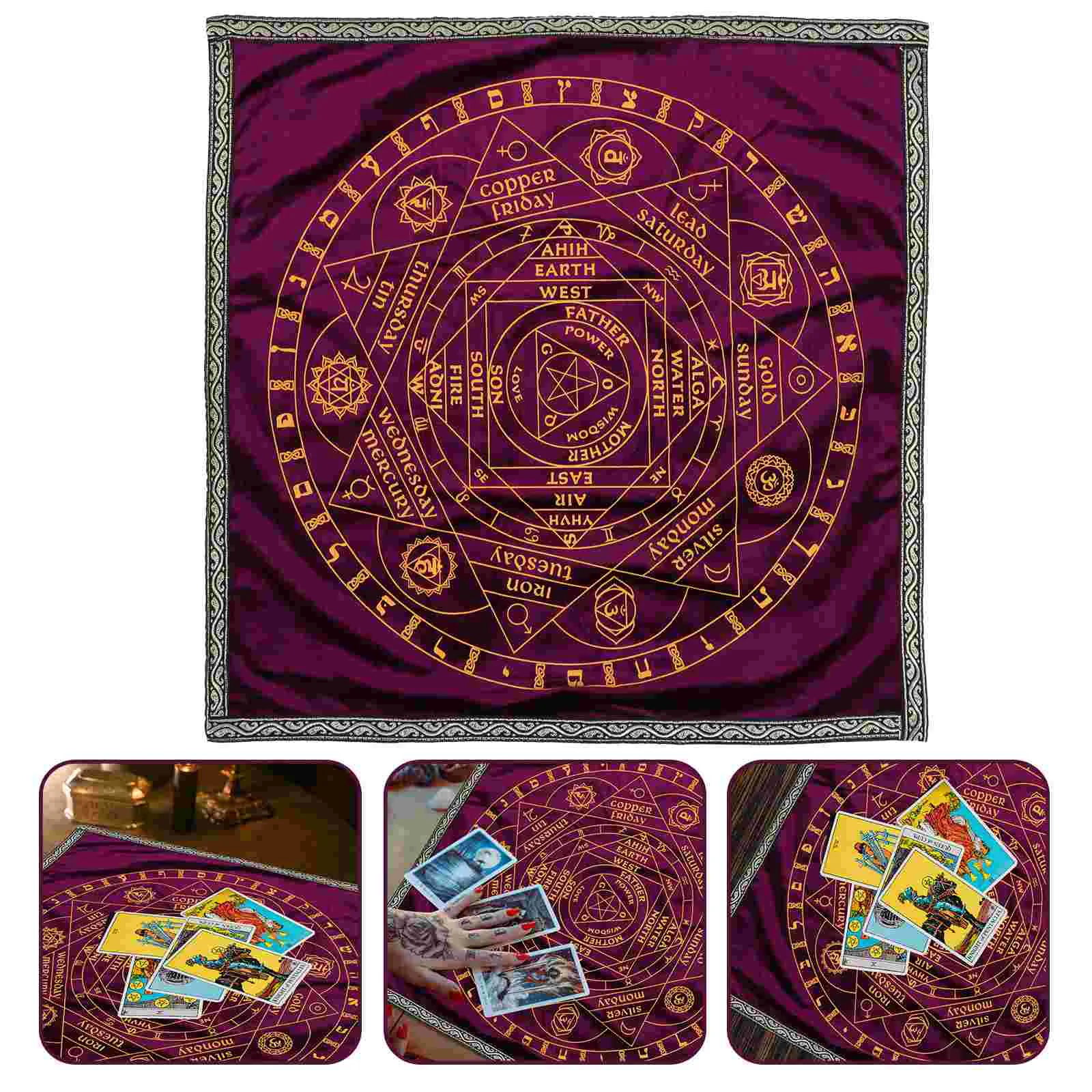 

Tarot Tablecloth Cards Tabletop Creative Divination Desk Prop Desktop Black Decor Game Purple Unique