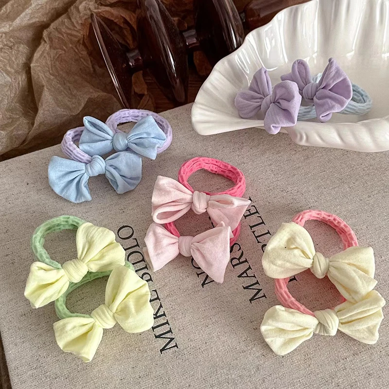 1Pair Cute Fashion Ponytail Elastic Hair Rope Exquisite Bow Hair Rope For Women Girls Sweet Rubber Band Hair Accessories