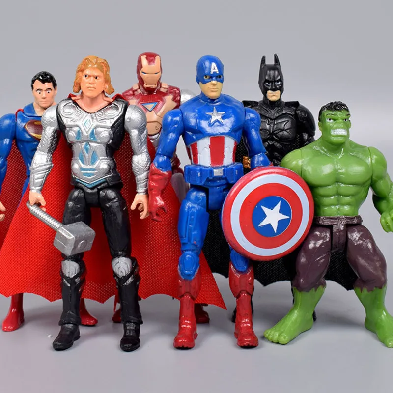 

6Pcs/Set Marvel Avengers Figurine Hulk Iron Man Captain America Thor Action Figures PVC Model Toy Decoration Kids Gift