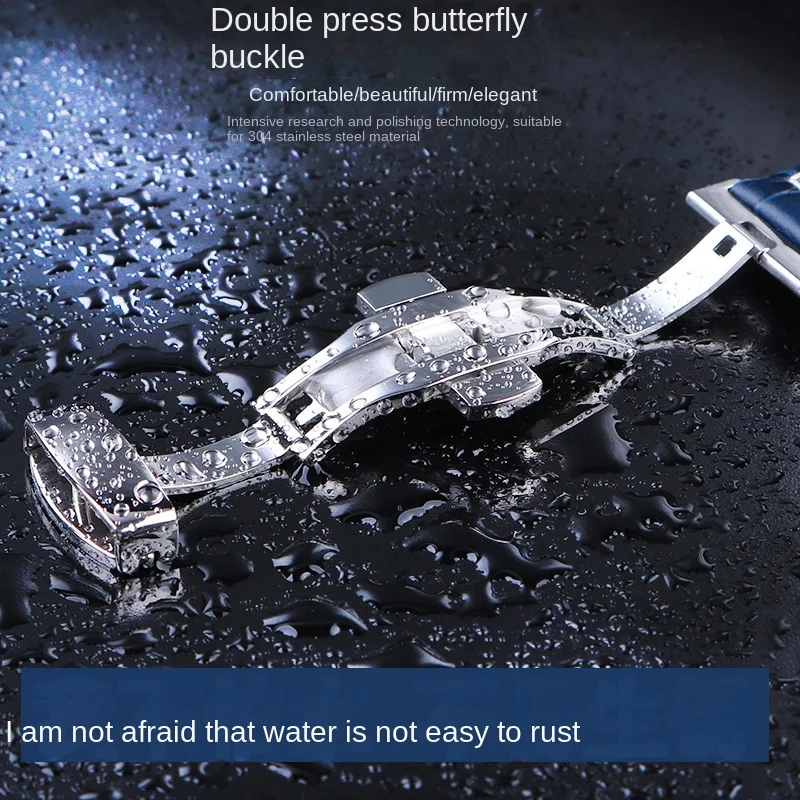 Ремешок из натуральной кожи для часов Citizen 23 мм, ремешок для мужских часов, деловой ремешок для часов из нержавеющей стали с пряжкой-бабочкой