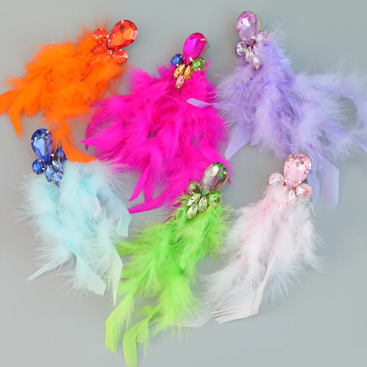 Exquisite Fashion Feather Tassel Decor Big Dangle Drop Earrings For Women Luxury Design Fairy Wedding Party Jewelry Accessories