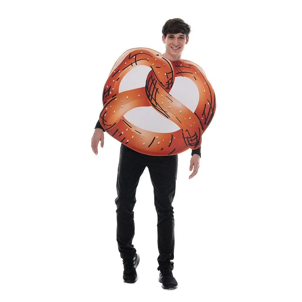 Halloween pretzel Food Role Cosplay cookie Costume Outfit Funny for Adult Sponge top