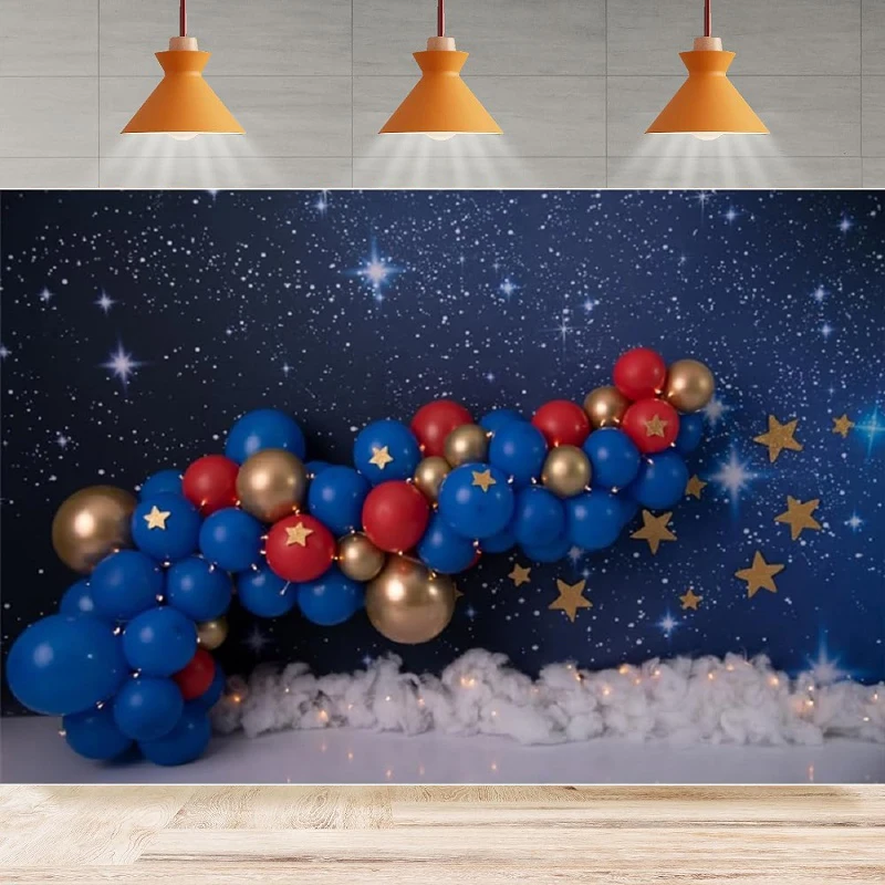 Night Sky Photography Backdrop Universe Space Theme Birthday Starry Galaxy Baby Shower Background Party Backdrop Wall Banner