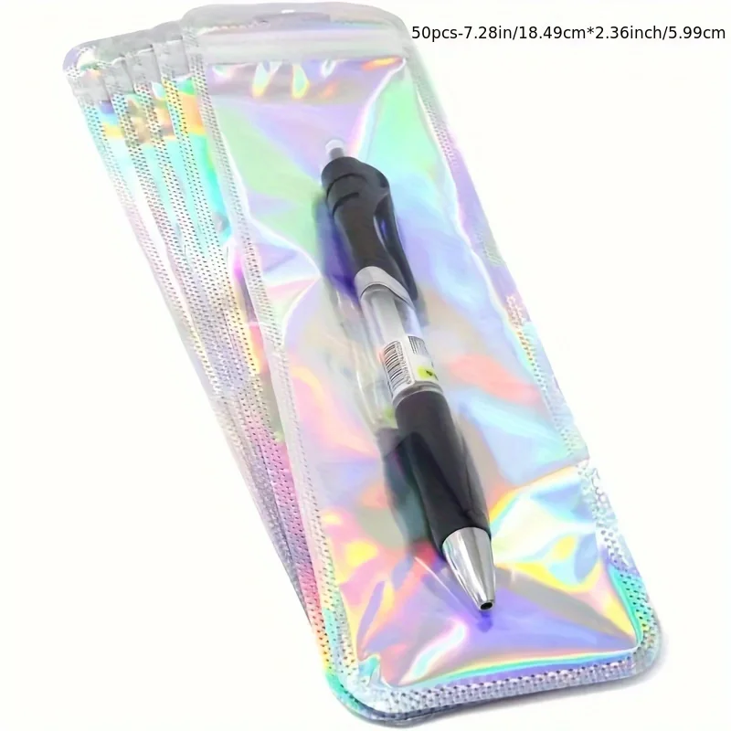50 holo grafische Geschenkt üten mit wieder versch ließbaren Reiß verschlüssen-geeignet für Schmuck, Stifte usw.-pp Material kleine Waren tasche – Detail 5