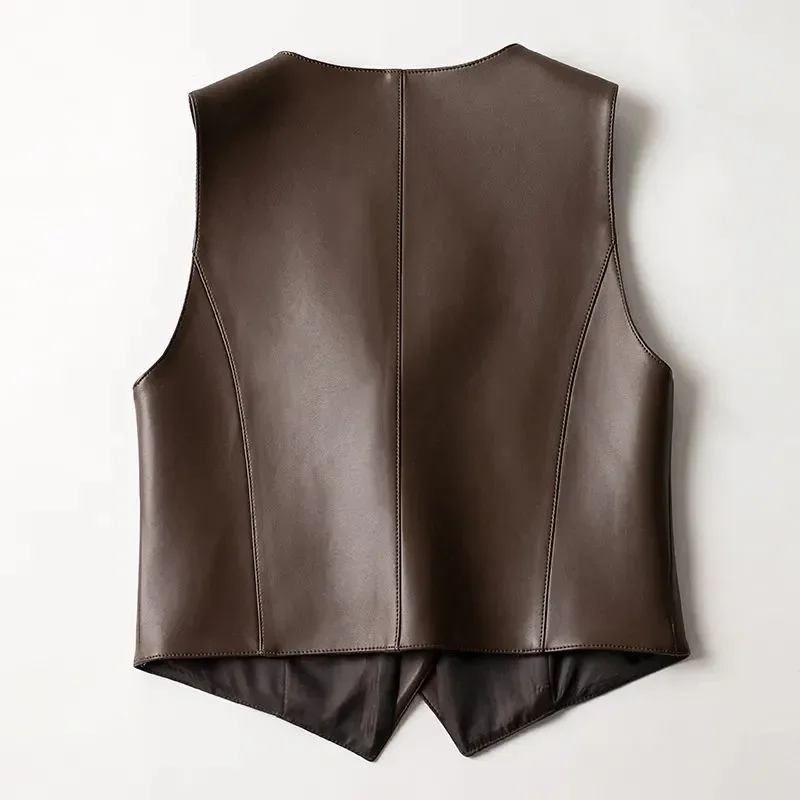 Leather Vest Women's Autumn and Winter New Style Short Fashion Sleeveless Waistcoat