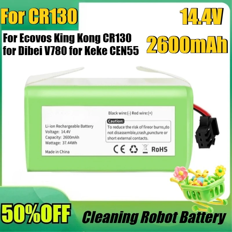 

New 14.4V 2600mAh for Ecovos King Kong CR130 for Dibei V780 for Keke CEN55 Floor Cleaning Robot Lithium Battery