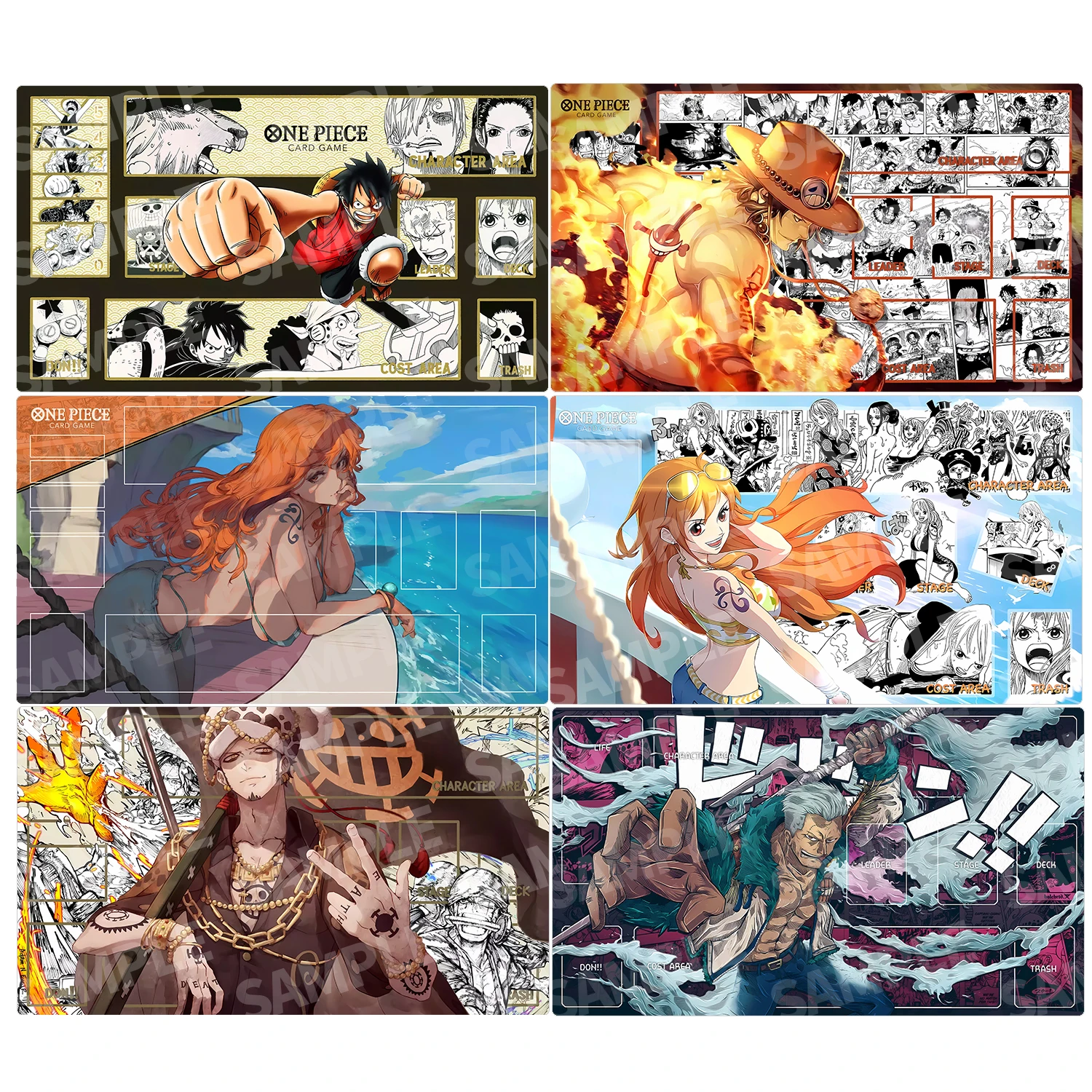 600X350X2Mm One Piece Luffy Nami Battle Card Table Mat Opcg Enel Ace Smoker Board Game Card Duel Plate Mat Anime Gift Toys