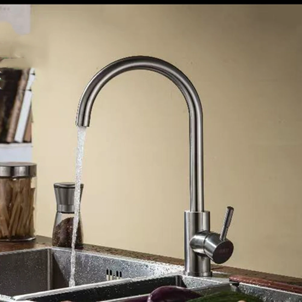 DQOK Rubinetto da cucina Miscelatore acqua nera fredda e calda Rubinetto da cucina per lavello monocomando