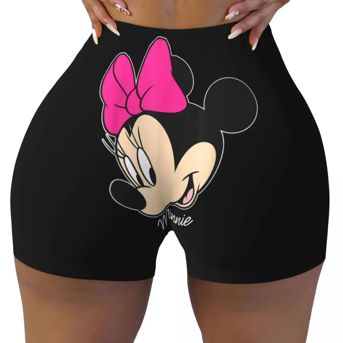 Mickey And Friends High Waist Yoga Tight Shorts Women's Minnie Mouse Scrunch Fitness Workout Gym Pants