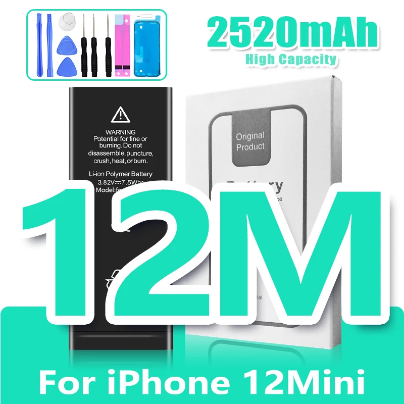 0 Cyclus Hoge Capaciteit Batterij Voor iPhone 11 11Pro 12Pro 12 13 14 13Pro 14Pro Max Mini Telefoon Bateria + gratis Tool Kit