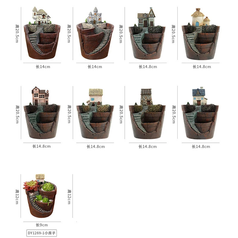 Hot Nordic creative round succulent flower pot Lazy succulent pot succulent plant mini cartoon resin flower pot