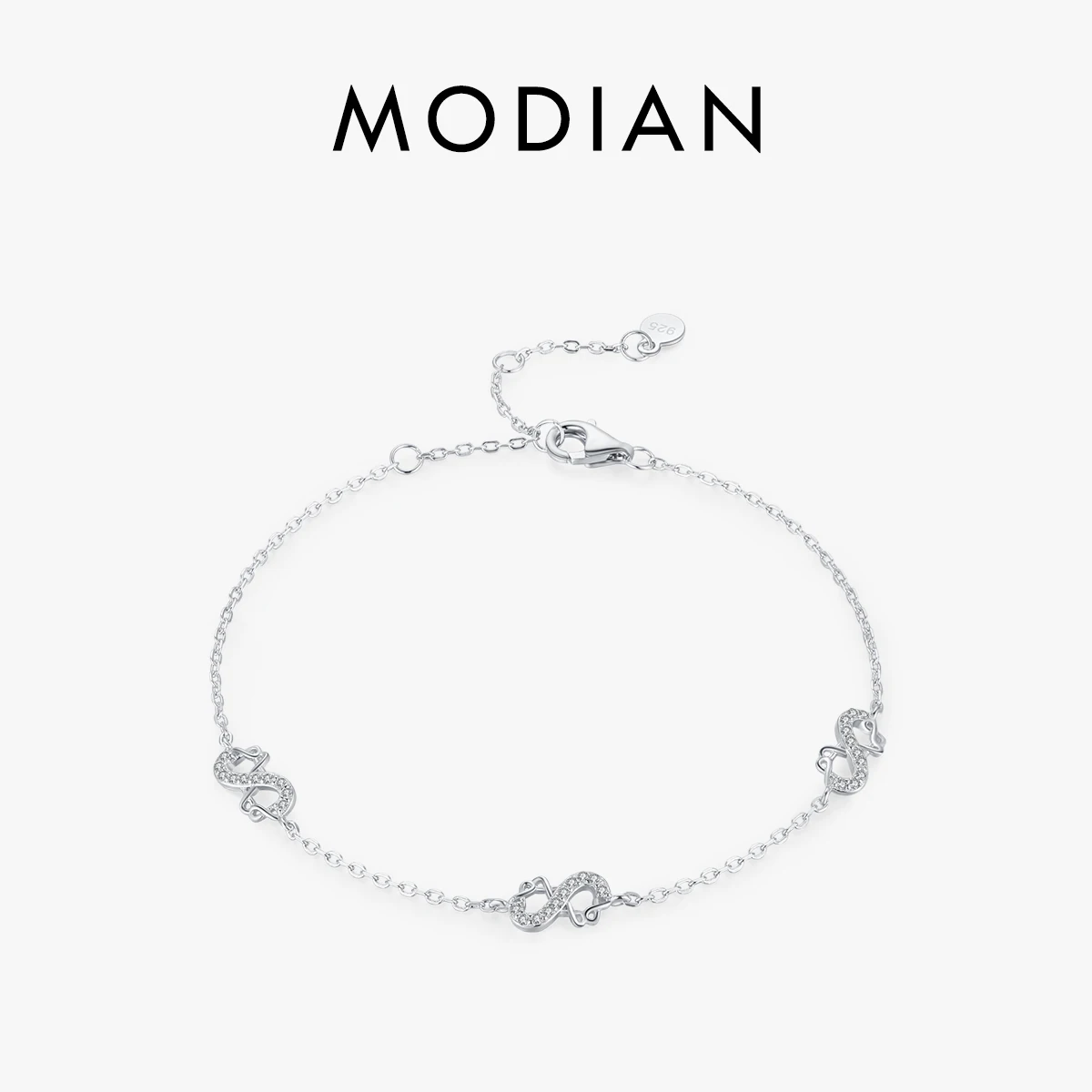 MODIAN 925 Sterling Silver Romantic Infinite Bracelet Original Design Stunning Clear CZ Bracelet For Women Silver Fine Jewelry